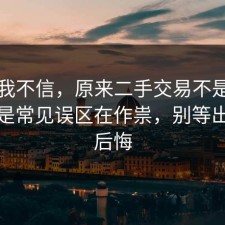 以前我不信，原来二手交易不是看运气，是常见误区在作祟，别等出事才后悔