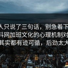 当事人只说了三句话，别急着下结论：91爆料网加班文化的心理机制对上了，其实都有迹可循，后劲太大