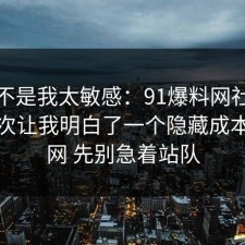 原来不是我太敏感：91爆料网社交平台这次让我明白了一个隐藏成本，91网 先别急着站队
