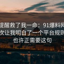 这句提醒救了我一命：91爆料网拖延症这次让我明白了一个平台规则，你也许正需要这句
