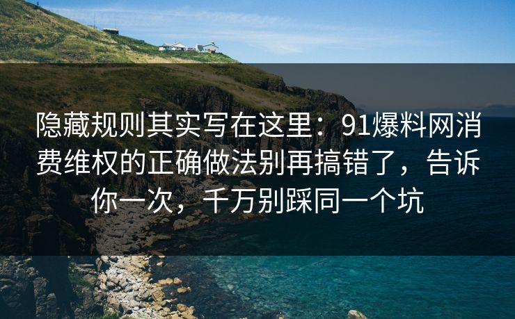 隐藏规则其实写在这里：91爆料网消费维权的正确做法别再搞错了，告诉你一次，千万别踩同一个坑  第1张