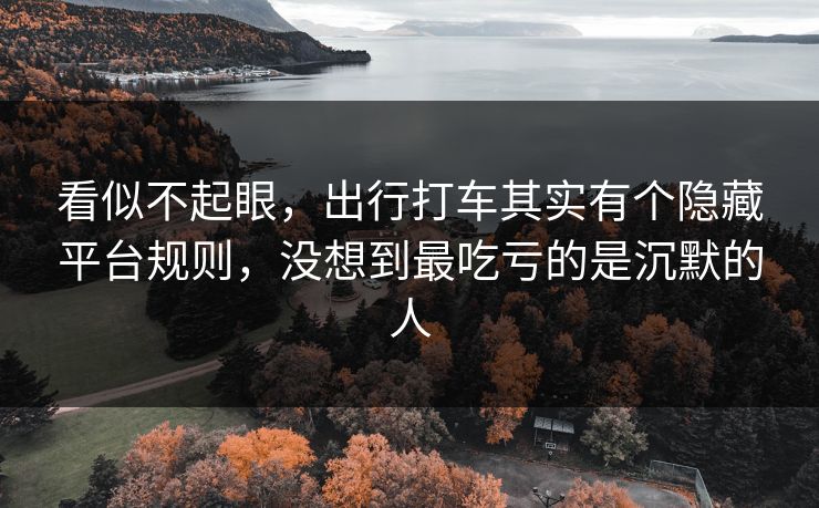 看似不起眼，出行打车其实有个隐藏平台规则，没想到最吃亏的是沉默的人  第1张