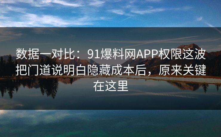 数据一对比：91爆料网APP权限这波把门道说明白隐藏成本后，原来关键在这里