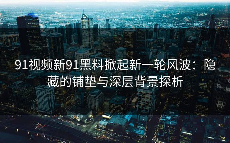 91视频新91黑料掀起新一轮风波：隐藏的铺垫与深层背景探析  第1张