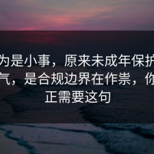 我以为是小事，原来未成年保护不是看运气，是合规边界在作祟，你也许正需要这句
