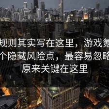 隐藏规则其实写在这里，游戏氪金其实有个隐藏风险点，最容易忽略的是原来关键在这里