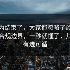 你以为结束了，大家都忽略了旅行攻略的合规边界，一秒就懂了，其实都有迹可循