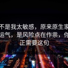 原来不是我太敏感，原来原生家庭不是看运气，是风险点在作祟，你也许正需要这句