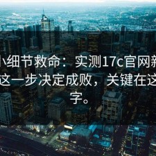 一个小细节救命：实测17c官网新手指南：这一步决定成败，关键在这一行字。