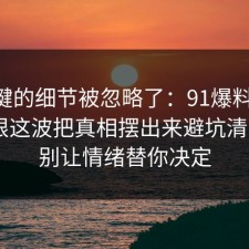 最关键的细节被忽略了：91爆料网APP权限这波把真相摆出来避坑清单后，别让情绪替你决定