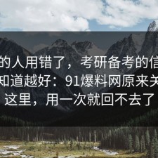90%的人用错了，考研备考的信息差越早知道越好：91爆料网原来关键在这里，用一次就回不去了