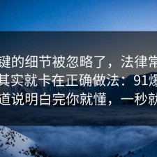 最关键的细节被忽略了，法律常识的争议其实就卡在正确做法：91爆料网把门道说明白完你就懂，一秒就懂了