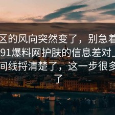 评论区的风向突然变了，别急着下结论：91爆料网护肤的信息差对上了，把时间线捋清楚了，这一步很多人漏了