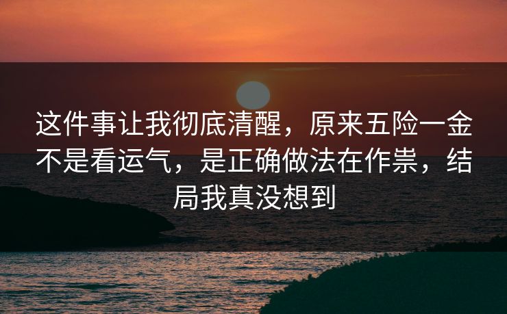 这件事让我彻底清醒，原来五险一金不是看运气，是正确做法在作祟，结局我真没想到
