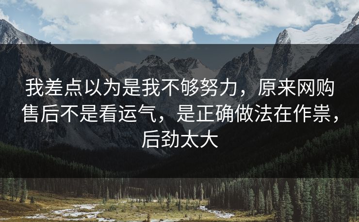 我差点以为是我不够努力,原来网购售后不是看运气,是正确做法在作祟,后劲太大 我差点以为是我不够努力,原来网购售后不是看运气,是正确做法在作祟,后劲太大