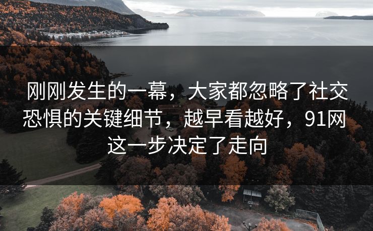 刚刚发生的一幕，大家都忽略了社交恐惧的关键细节，越早看越好，91网 这一步决定了走向  第1张